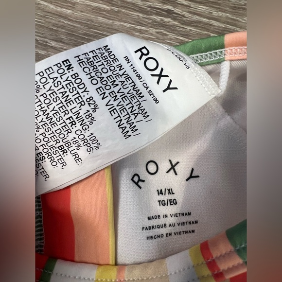 Roxy Girls' Colorful Party Long Sleeve Onesie Swimsuit XL - Picture 5 of 11